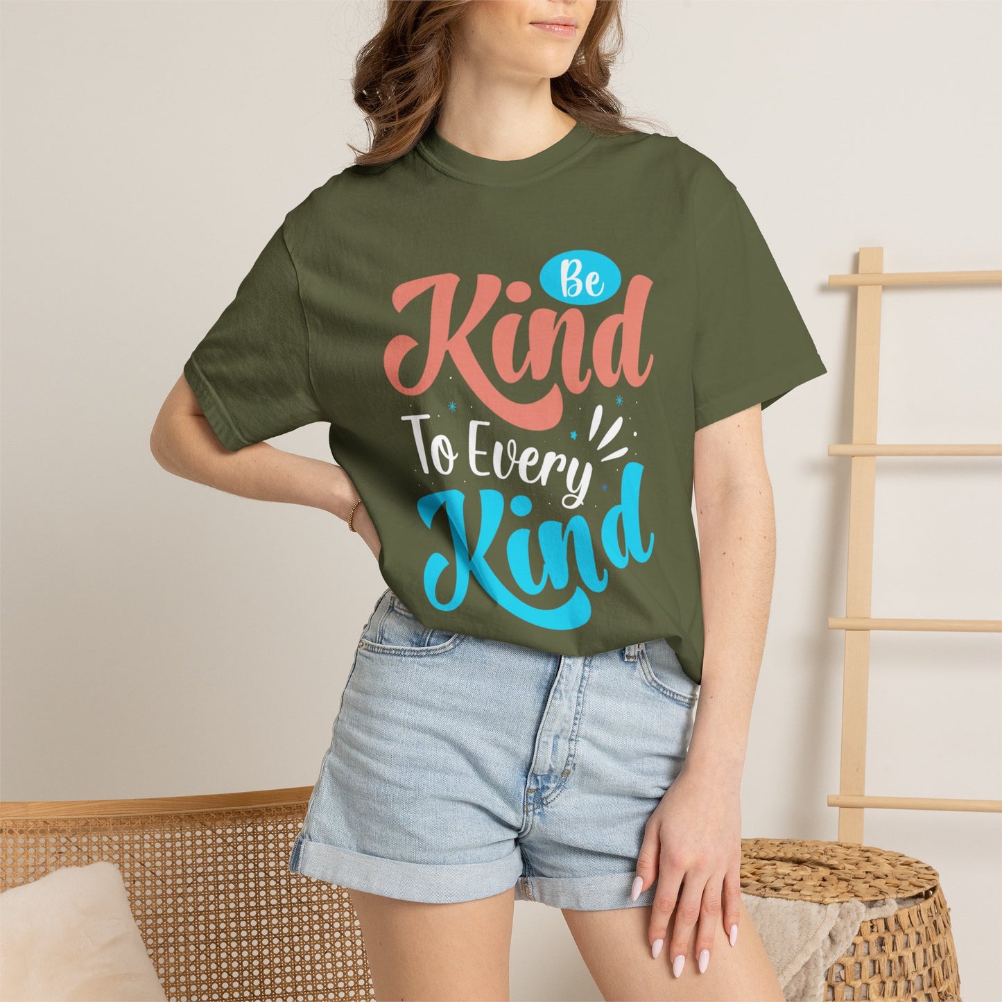 Motivational Be Kind To Every Kind Positive Affirmation Tee Heartfelt Advice Inspirational Words Unisex Heavy Cotton T-Shirt