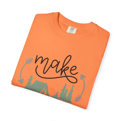 Make Adventures Happen Trendy Tee Enjoyment Mountain Hut Belays Ropes Fun Activities Unisex Heavy Cotton T-Shirt