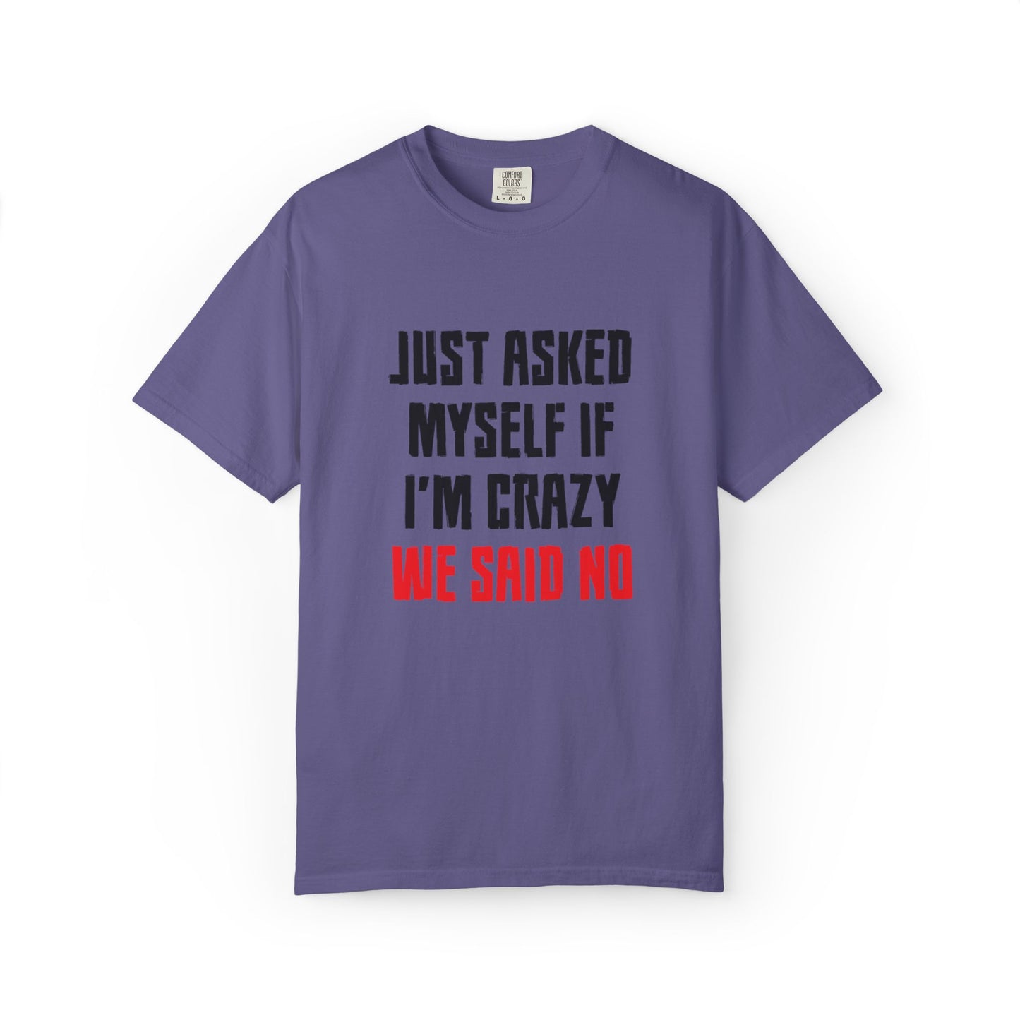 Just Asked Myself If I’M Crazy We Said No Funny Tee Self-Doubt Humourous Mental Stability Sarcastic Unisex Heavy Cotton T-Shirt