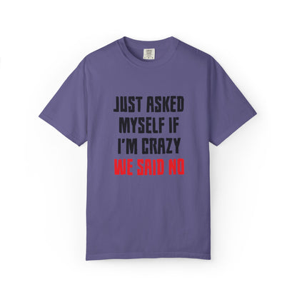 Just Asked Myself If I’M Crazy We Said No Funny Tee Self-Doubt Humourous Mental Stability Sarcastic Unisex Heavy Cotton T-Shirt