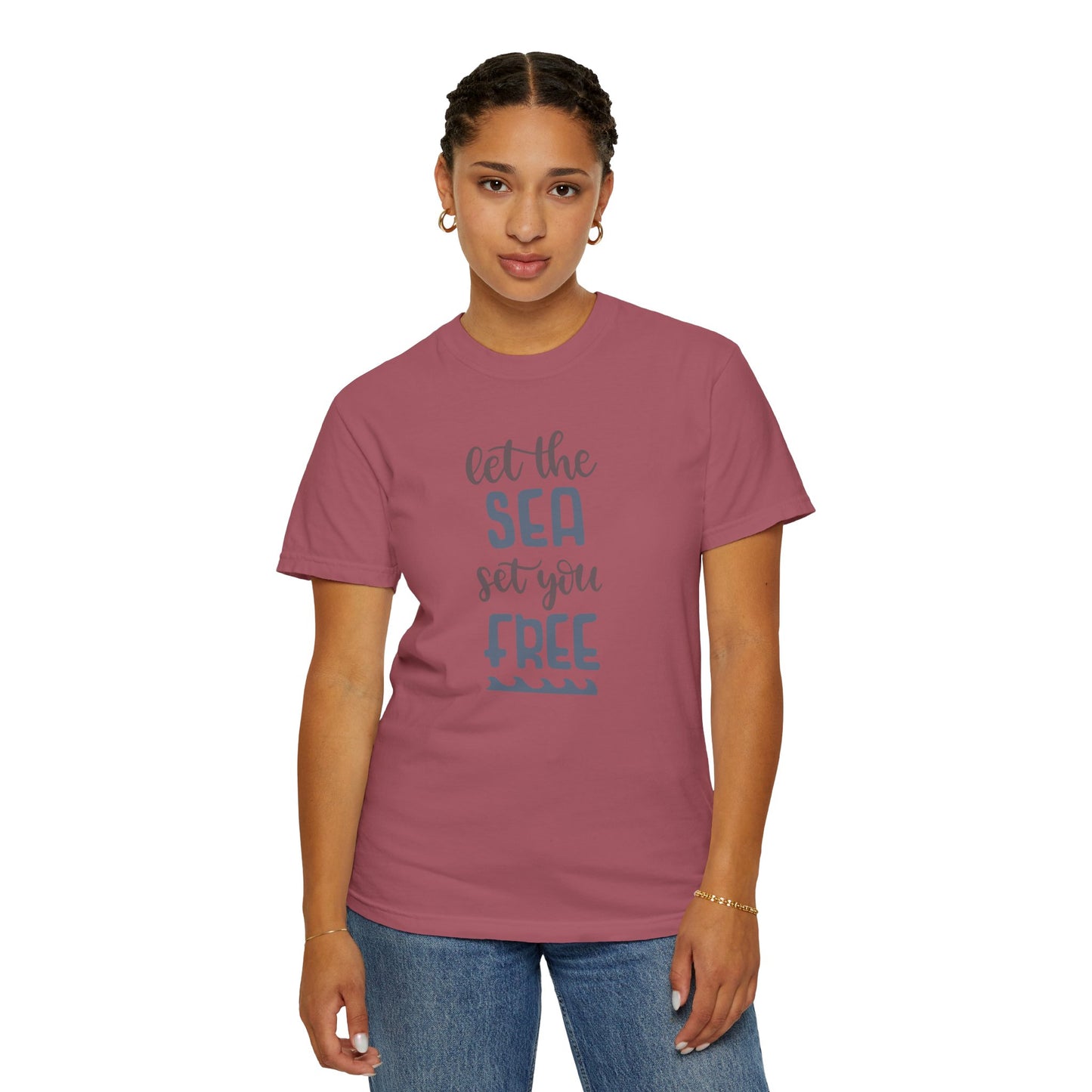 Let The Sea Set You Free Summer Tee Sunshine Days Ice Cream Camping Beachcombing Unisex Heavy Cotton T-Shirt