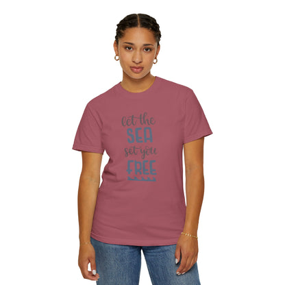 Let The Sea Set You Free Summer Tee Sunshine Days Ice Cream Camping Beachcombing Unisex Heavy Cotton T-Shirt