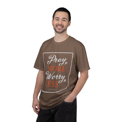 Pray More Worry Less Heavenly Feather White God’s Creation Eternity Tee Purest Being Cross Symbol Unisex Heavy Cotton T-Shirt