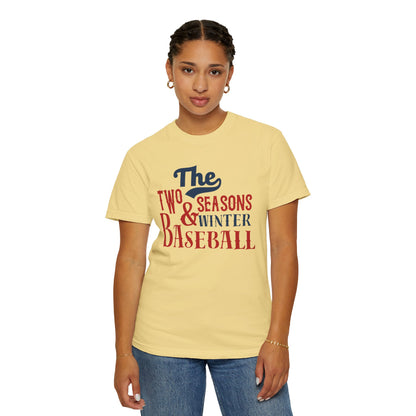 The Two Seasons Winter & Baseball Pitcher’s Snow Peace Tee Scoreboard Smiles Inning Of Joy Unisex Heavy Cotton T-Shirt