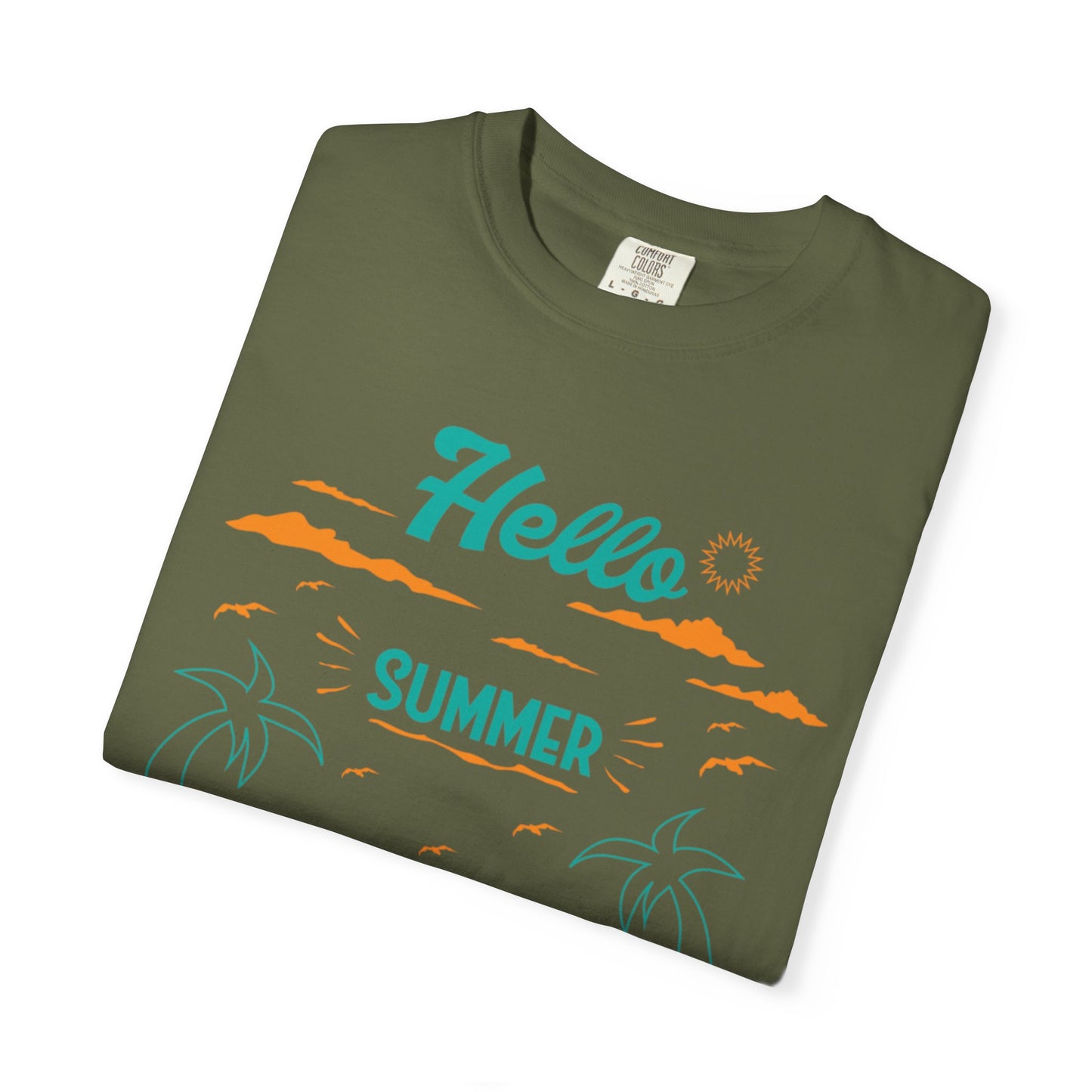 Exciting Hello Summer Sunrise & Sunburn Beach Days Ice Cream Summer Camp Unisex Heavy Cotton T-Shirt