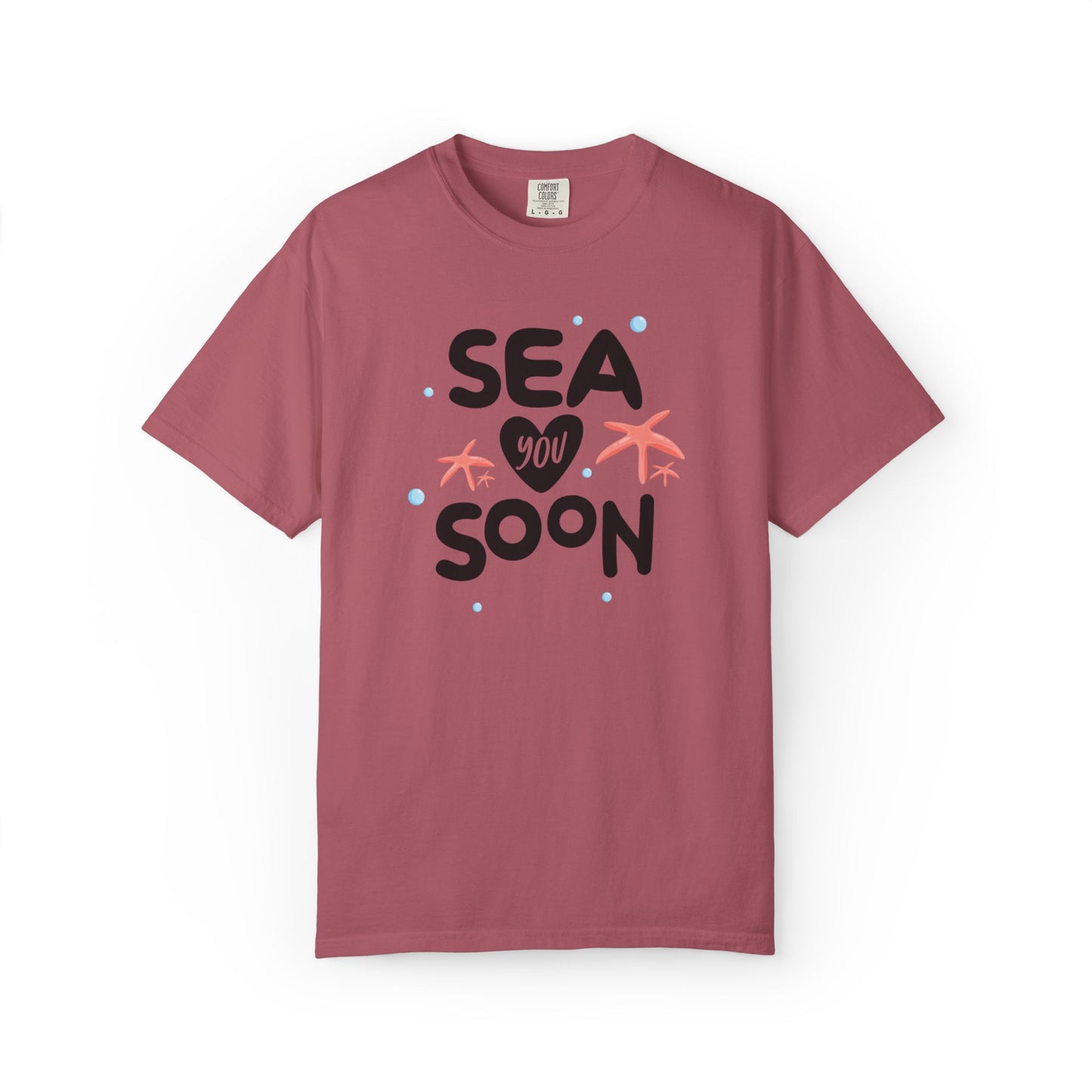 Sea You Soon Sarcastic Tee Ocean Wordplay Seaside Lover Summer Goodbye Ocean Trip Unisex Heavy Cotton T-Shirt
