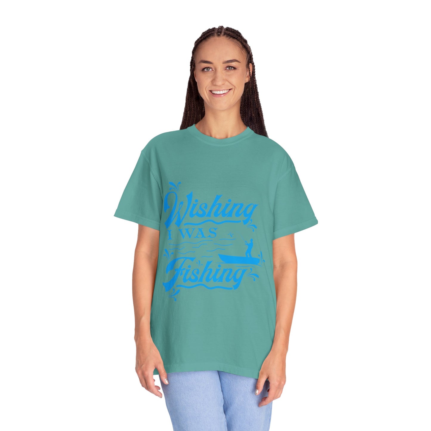 Funny Wishing I Was Fishing Catch and Release Unconditional Love Fishing Boat  Fishing Rod Sarcastic Adventure Unisex Heavy Cotton T-Shirt