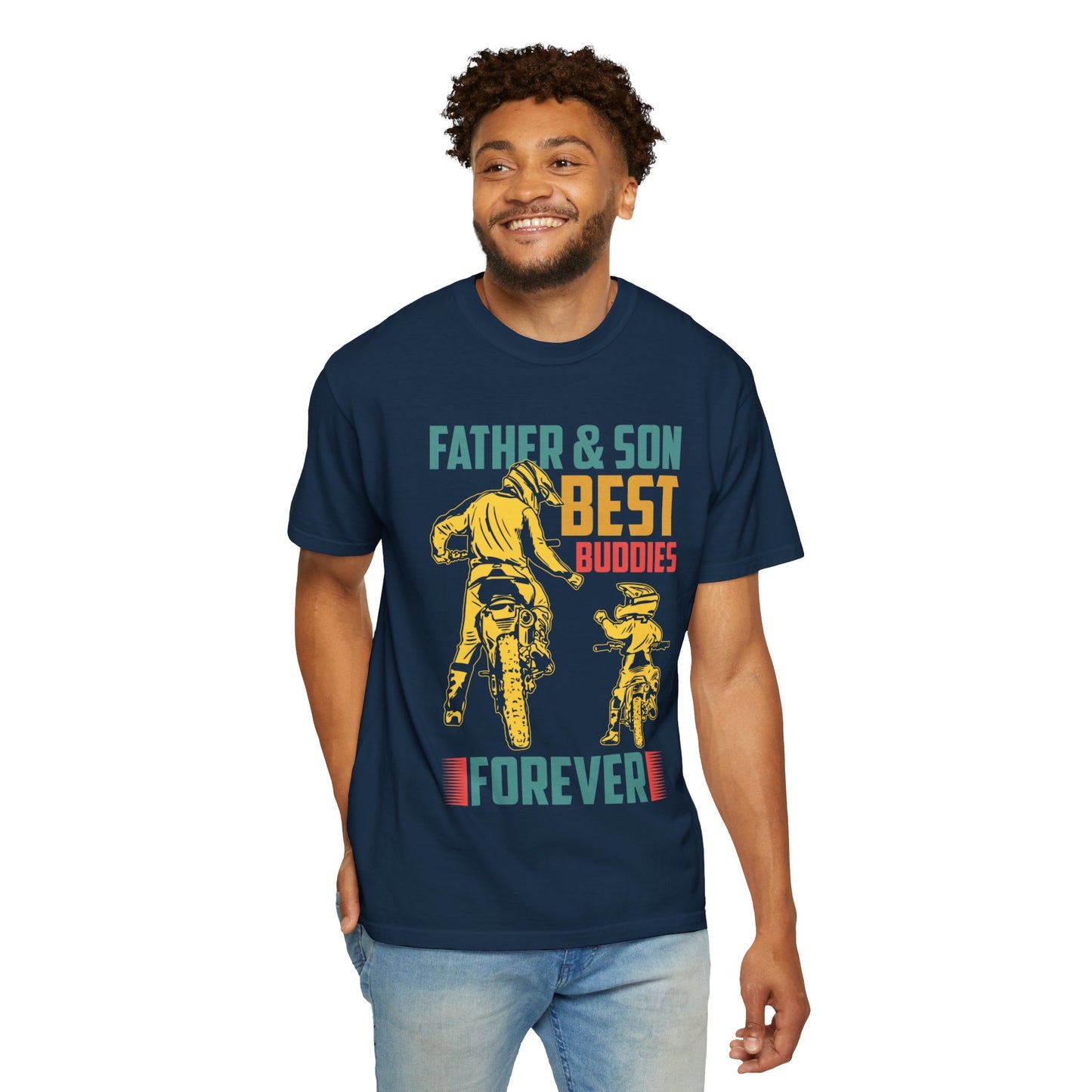 Lovable Father And Son Best Buddies Forever Role Model Loving Father Fatherhood Heroic Dad Unisex Heavy Cotton T-Shirt