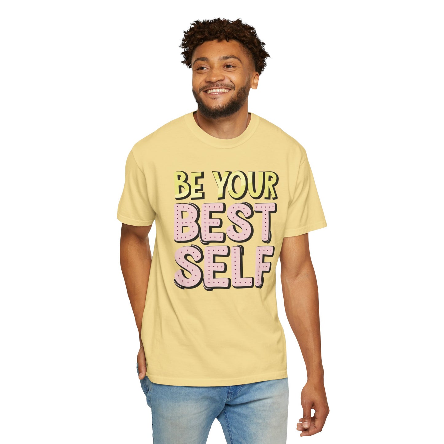 Be Your Best Self Trendy Tee Motivational Self-Care Positive Attitude Confidence Booster Encouraging Unisex Heavy Cotton T-Shirt
