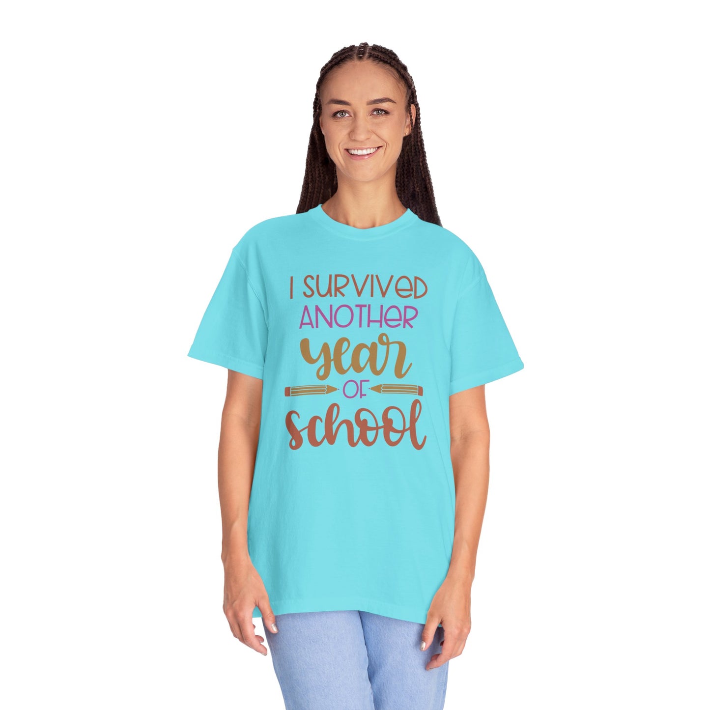 I Survived Another Year Of School Action Goal Setting Achievement Tee Self-Improvement Motivation Unisex Heavy Cotton T-Shirt