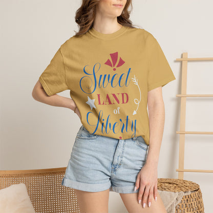 Sweet Land Of Liberty Equality American Values Country Love USA Flag Patriotic Tee Loyalty Fairness Unity Unisex Heavy Cotton T-Shirt