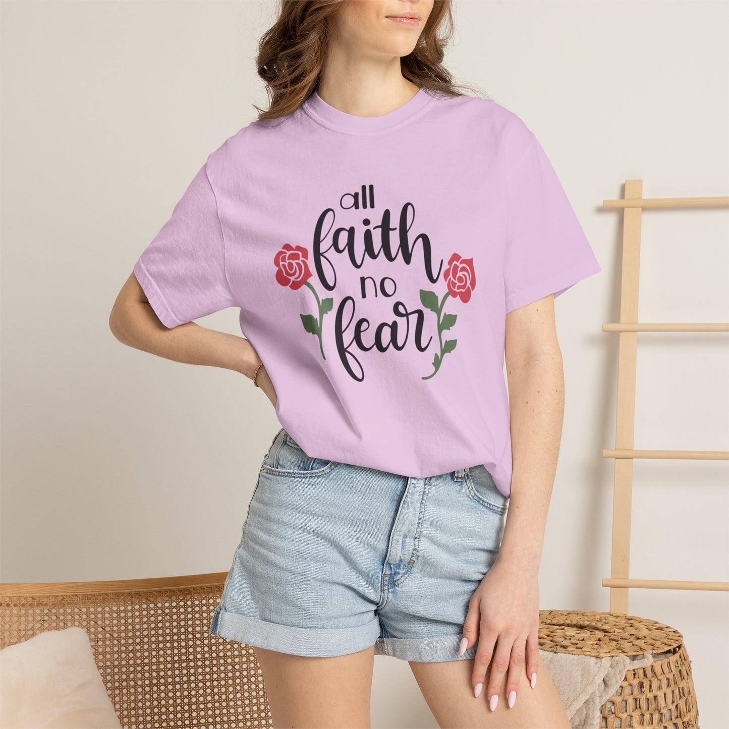 All Faith No Fear Stop Wishing Start Doing Action Goal Setting Modern Tee Achievement Self-Improvement Unisex Heavy Cotton T-Shirt