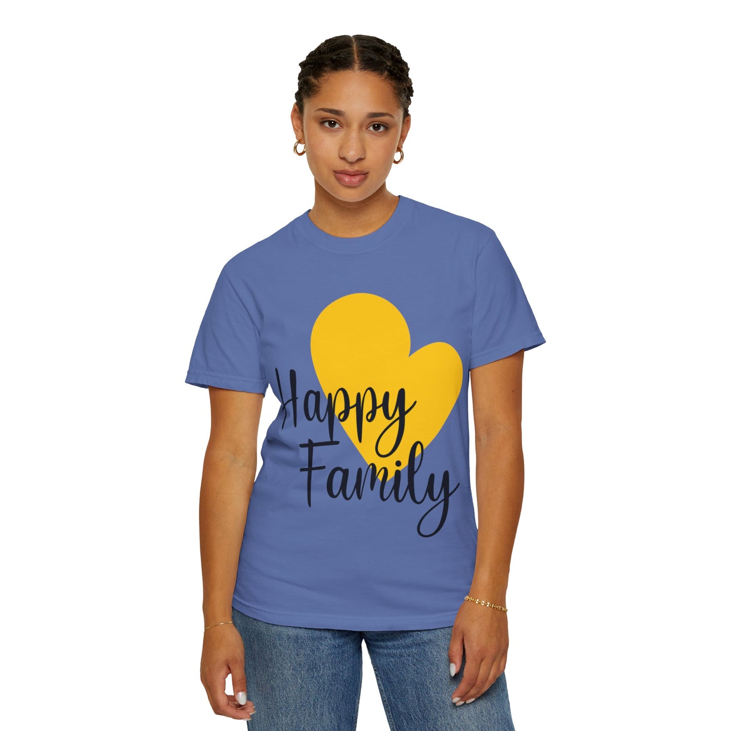 Happy Family Peaceful Paradise Tee Cherished Space Heartfelt Haven Unisex Heavy Cotton T-Shirt