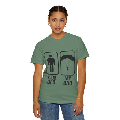 Proud Son Your Dad My Dad Thrill-Seeker Father Parenting Journey Ideal Skydiving Unisex Heavy Cotton T-Shirt