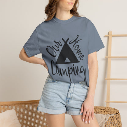 Our Home Camping Freedom Fighter Adventure Lovers Tee Nature Exploration Bonfire Travel Van Unisex Heavy Cotton T-Shirt