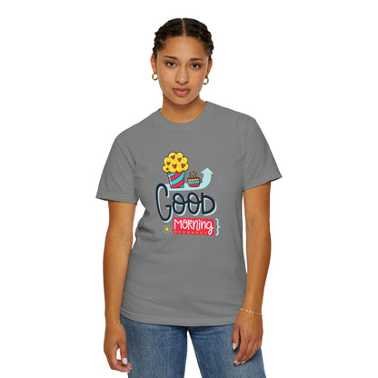 Good Morning Lazy Day Achiever Morning Champion Tee Daily Victory Sleep Defeated Unisex Heavy Cotton T-Shirt