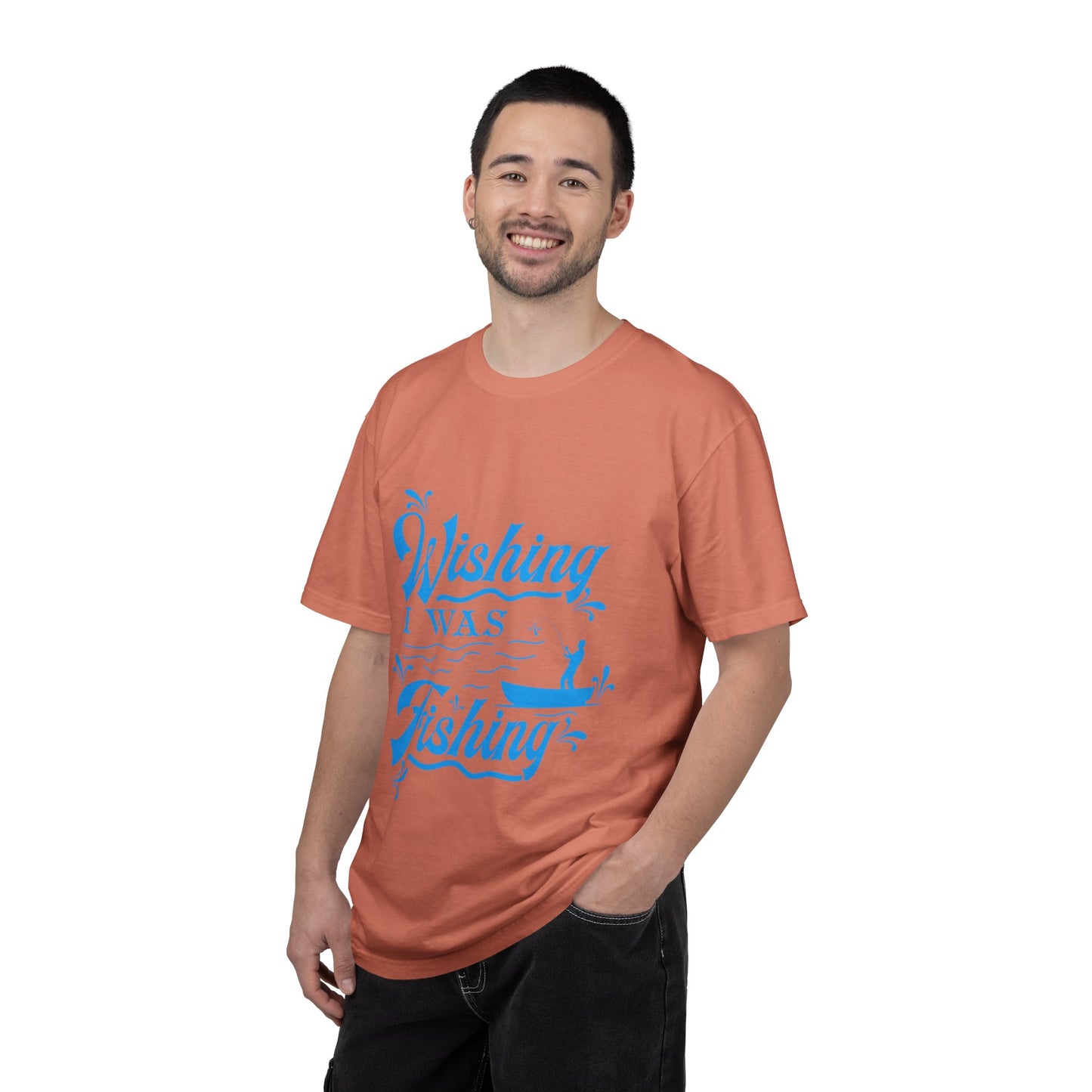 Funny Wishing I Was Fishing Catch and Release Unconditional Love Fishing Boat  Fishing Rod Sarcastic Adventure Unisex Heavy Cotton T-Shirt