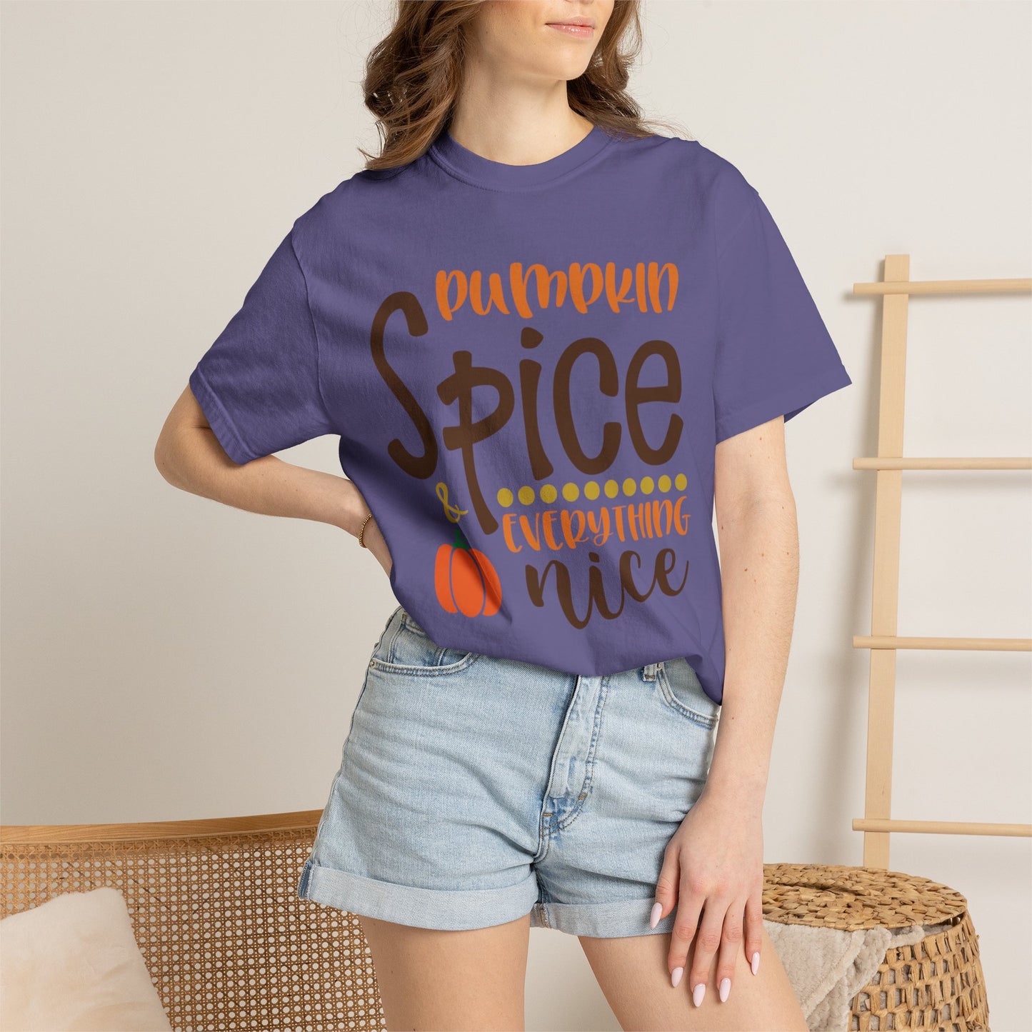 Pumpkin Spice & Everything Nice Halloween Autumn Delight Pumpkin Lovers Tee Seasonal Spices Fall Fusion Unisex Heavy Cotton T-Shirt