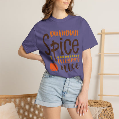 Pumpkin Spice & Everything Nice Halloween Autumn Delight Pumpkin Lovers Tee Seasonal Spices Fall Fusion Unisex Heavy Cotton T-Shirt