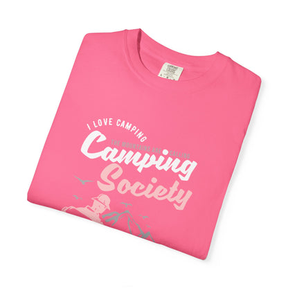 Funny Camping Society I Love Camping Enthusiastic Traveler Sarcastic Adventure Birds In The Mountains Unisex Heavy Cotton T-Shirt