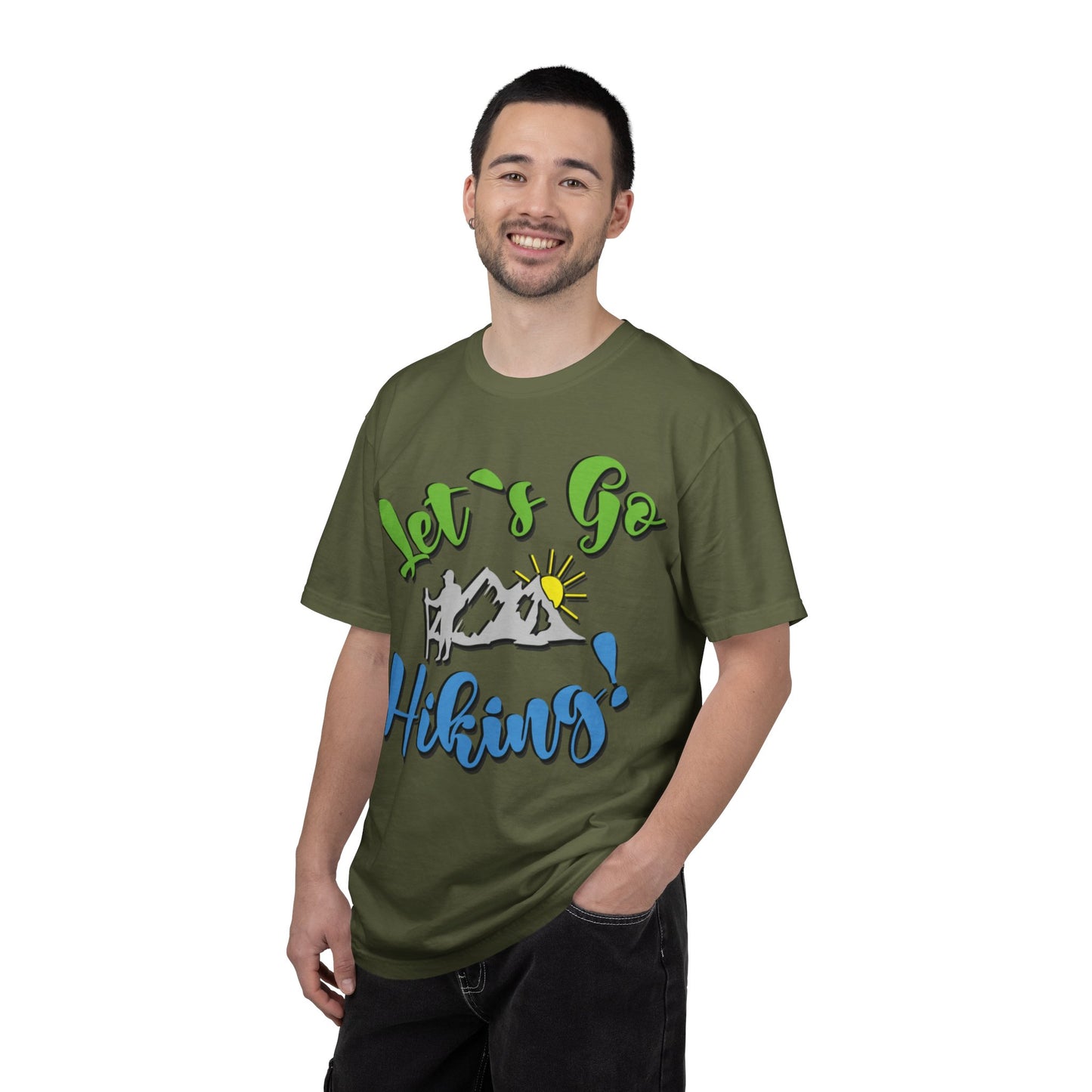 Let’s Go Hiking! Trendy Tee Adventure Mountain Hut Fun Activities Unisex Heavy Cotton T-Shirt