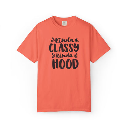 Kinda Classy Kinda Hood Street Style Tee High-Low Fashion Versatile Style Classy Attitude Unisex Heavy Cotton T-Shirt