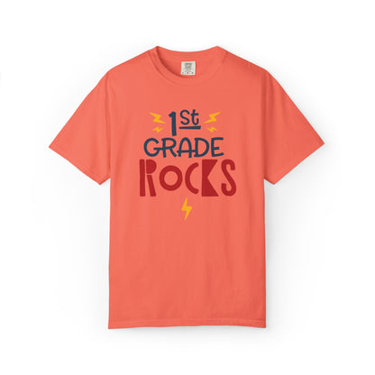 Funny 1st Grade Romeo Learning Legend Super Scholar Junior Geniuses Science Star Student’s Day Unisex Heavy Cotton T-Shirt