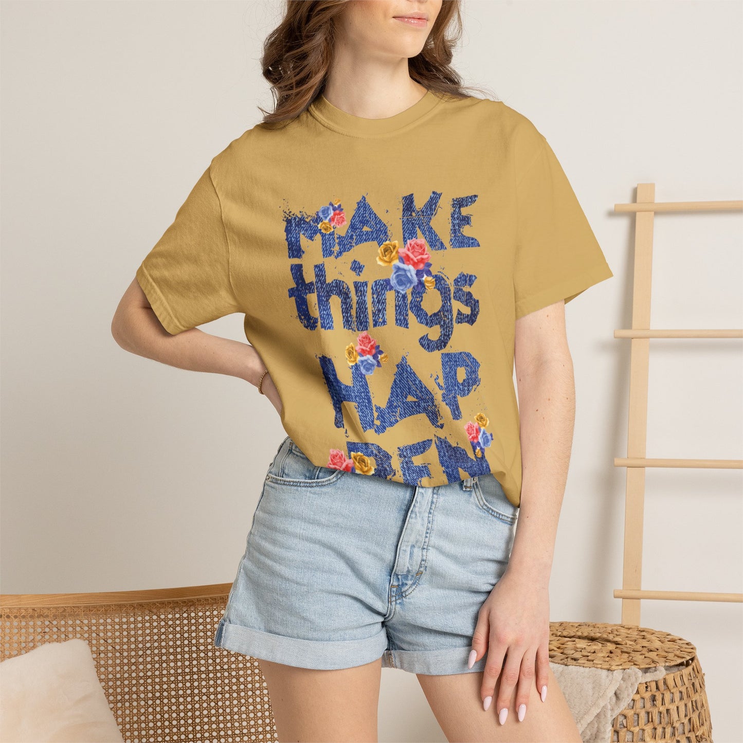 Make Things Happen Positivity Optimism Trendy Tee Mindset Gratitude Empathy Support Courage Unisex Heavy Cotton T-Shirt