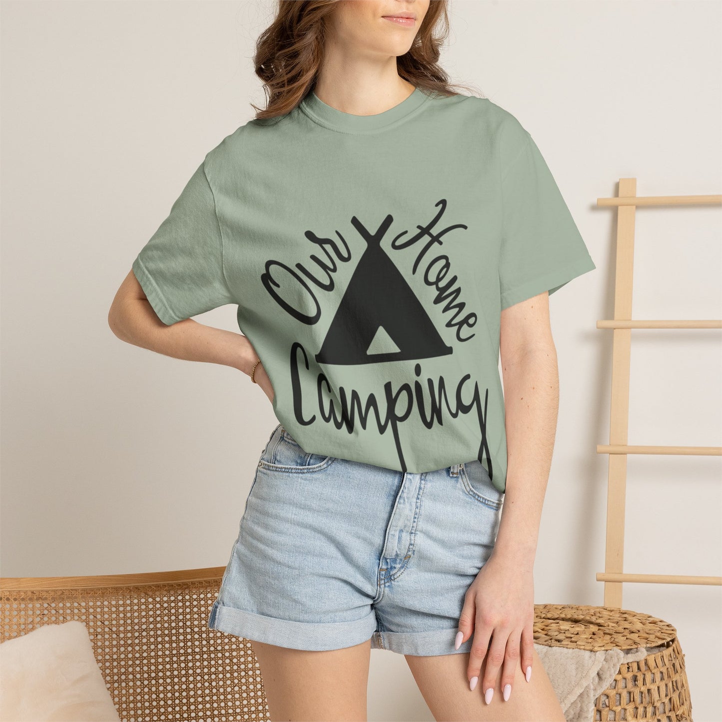 Our Home Camping Freedom Fighter Adventure Lovers Tee Nature Exploration Bonfire Travel Van Unisex Heavy Cotton T-Shirt
