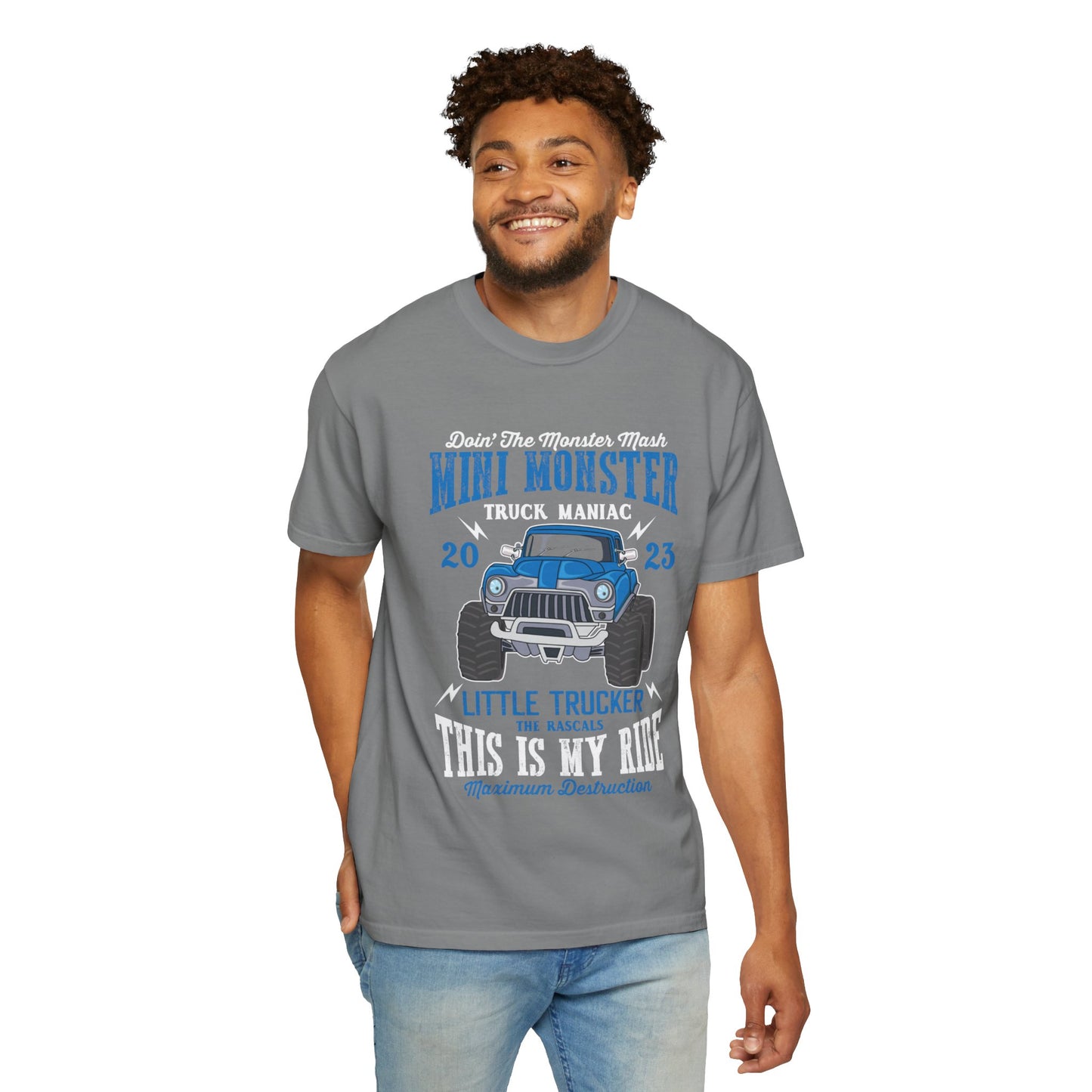 Funny Mini Monster Truck Manic Speed Truck Power Sarcastic Extreme Adventure Four-Wheel Drive Unisex Heavy Cotton T-Shirt