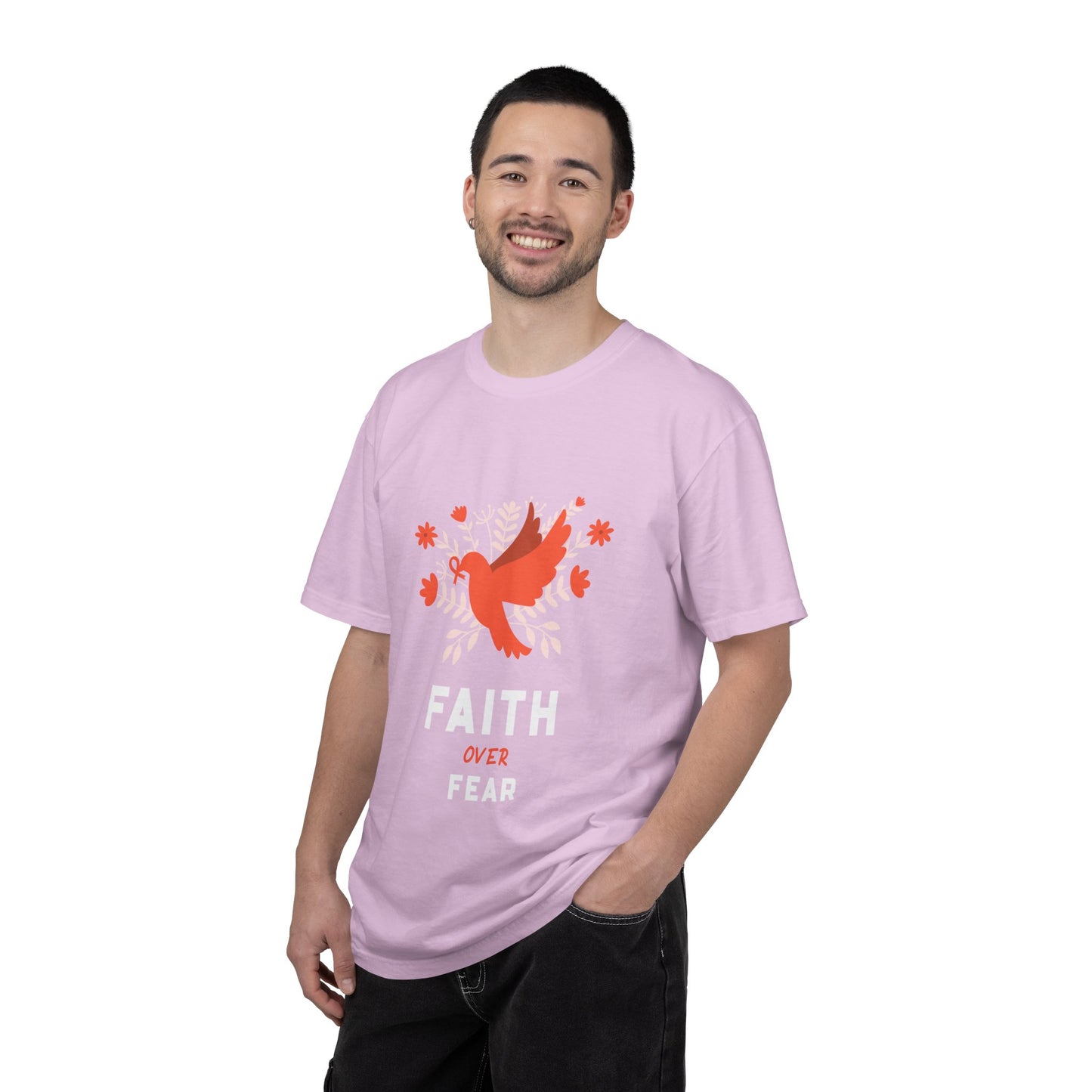Faith Over Fear Stop Wishing Start Doing Action Goal Setting Modern Tee Achievement Self-Improvement Unisex Heavy Cotton T-Shirt
