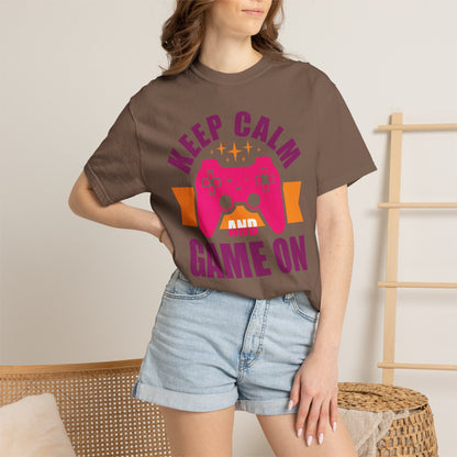 Inspirational Keep Calm And Game On Pro Gamer Skills Gaming Mindset Gaming Community Gaming Console Unisex Heavy Cotton T-Shirt