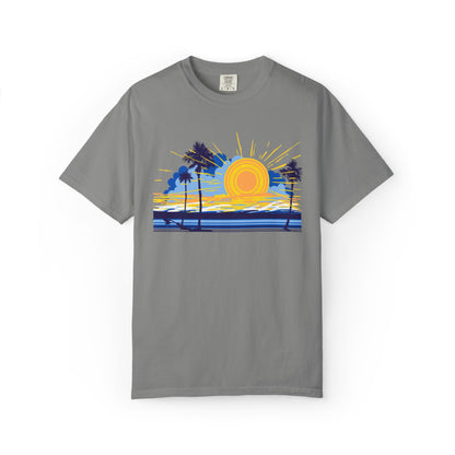 Sunset And Beach Summer Trendy Tee Sunshine Days Ice Cream Summer Camp Beachcombing Anchor Unisex Heavy Cotton T-Shirt