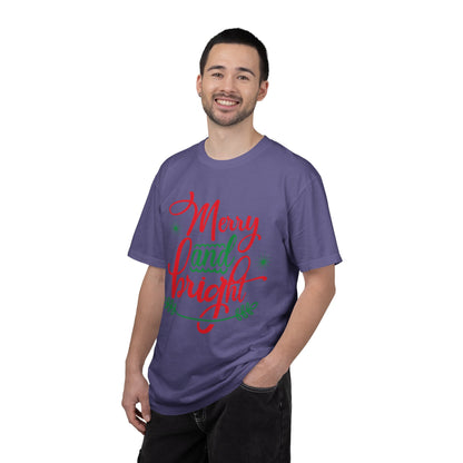 Cheerful Merry & Bright Joyful Christmas Time Christmas Lights Merry Christmas Jesus Birth Unisex Heavy Cotton T-Shirt