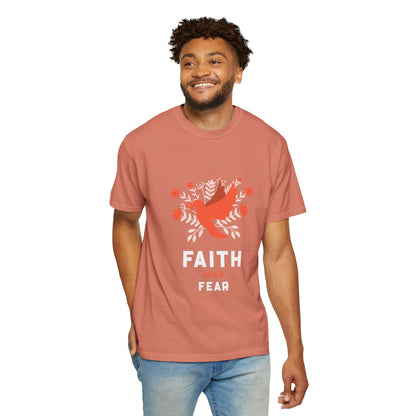 Faith Over Fear Stop Wishing Start Doing Action Goal Setting Modern Tee Achievement Self-Improvement Unisex Heavy Cotton T-Shirt