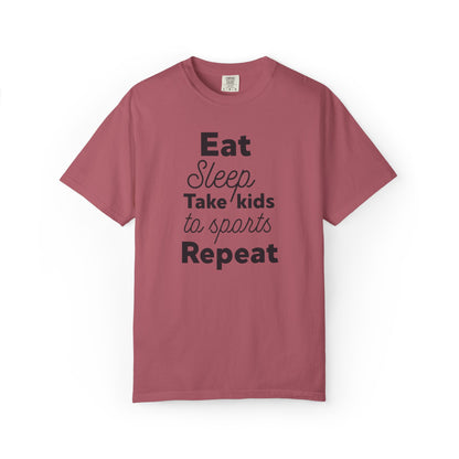 Eat Sleep Take Kids Motherhood Blessings Life Giver Mummy’s Tee Supermom Busy Schedule Duties Forever Same Routine Players Unisex Heavy Cotton T-Shirt