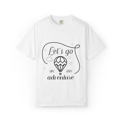 Let’s Go On An Adventure Nature Exploration Bonfire Travel Lovers Tee Freedom Hot Air Balloon Unisex Heavy Cotton T-Shirt