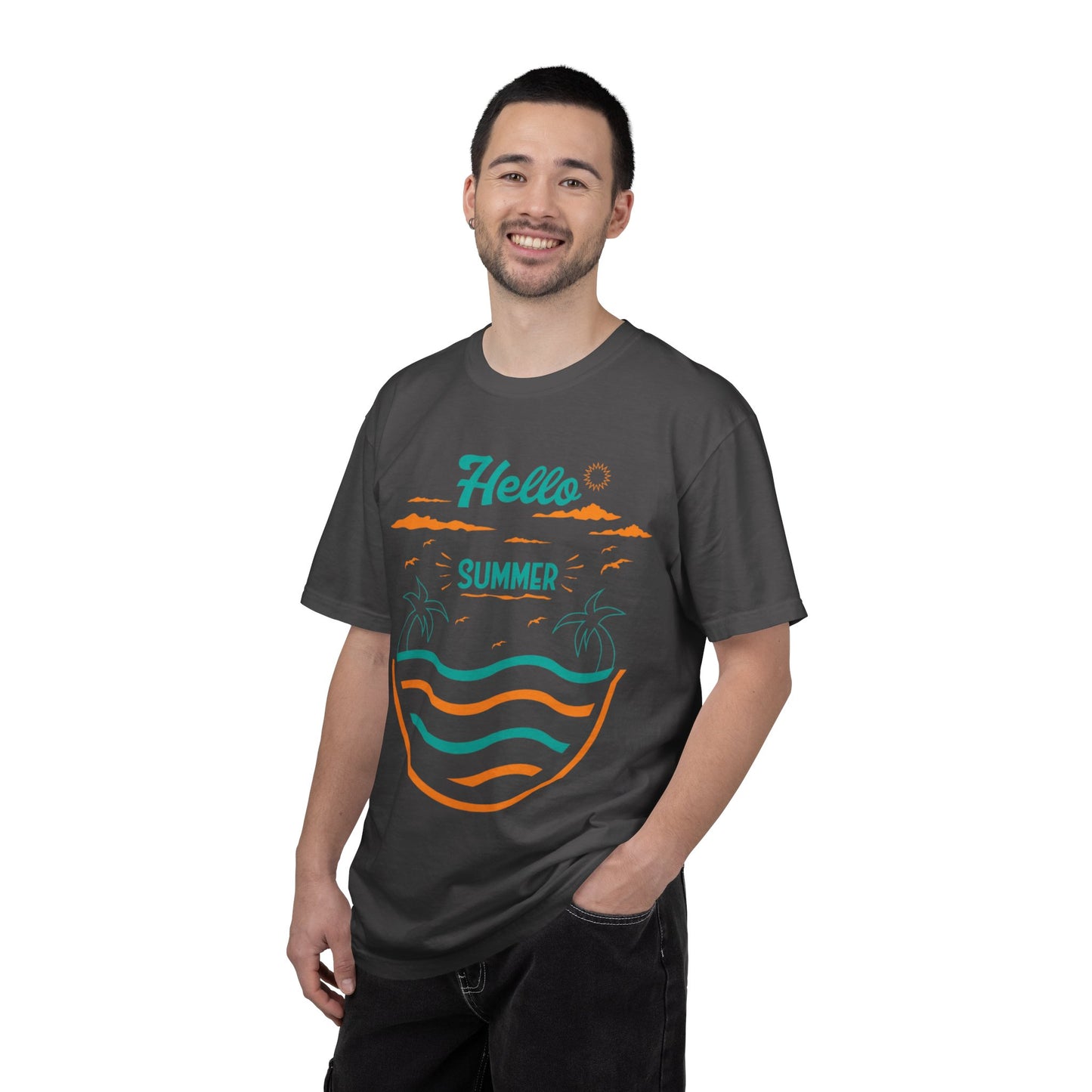 Exciting Hello Summer Sunrise & Sunburn Beach Days Ice Cream Summer Camp Unisex Heavy Cotton T-Shirt