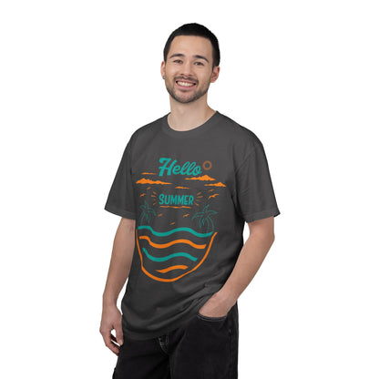 Exciting Hello Summer Sunrise & Sunburn Beach Days Ice Cream Summer Camp Unisex Heavy Cotton T-Shirt