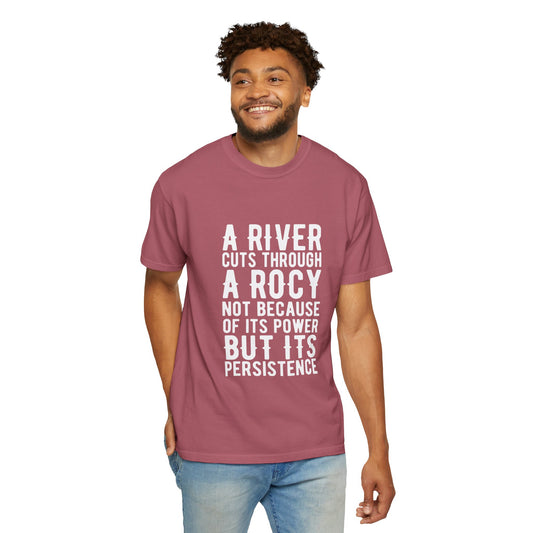 A River Cuts Through A Rock Stop Wishing Start Doing Action Goal Setting Modern Tee Achievement Unisex Heavy Cotton T-Shirt