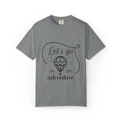 Let’s Go On An Adventure Nature Exploration Bonfire Travel Lovers Tee Freedom Hot Air Balloon Unisex Heavy Cotton T-Shirt