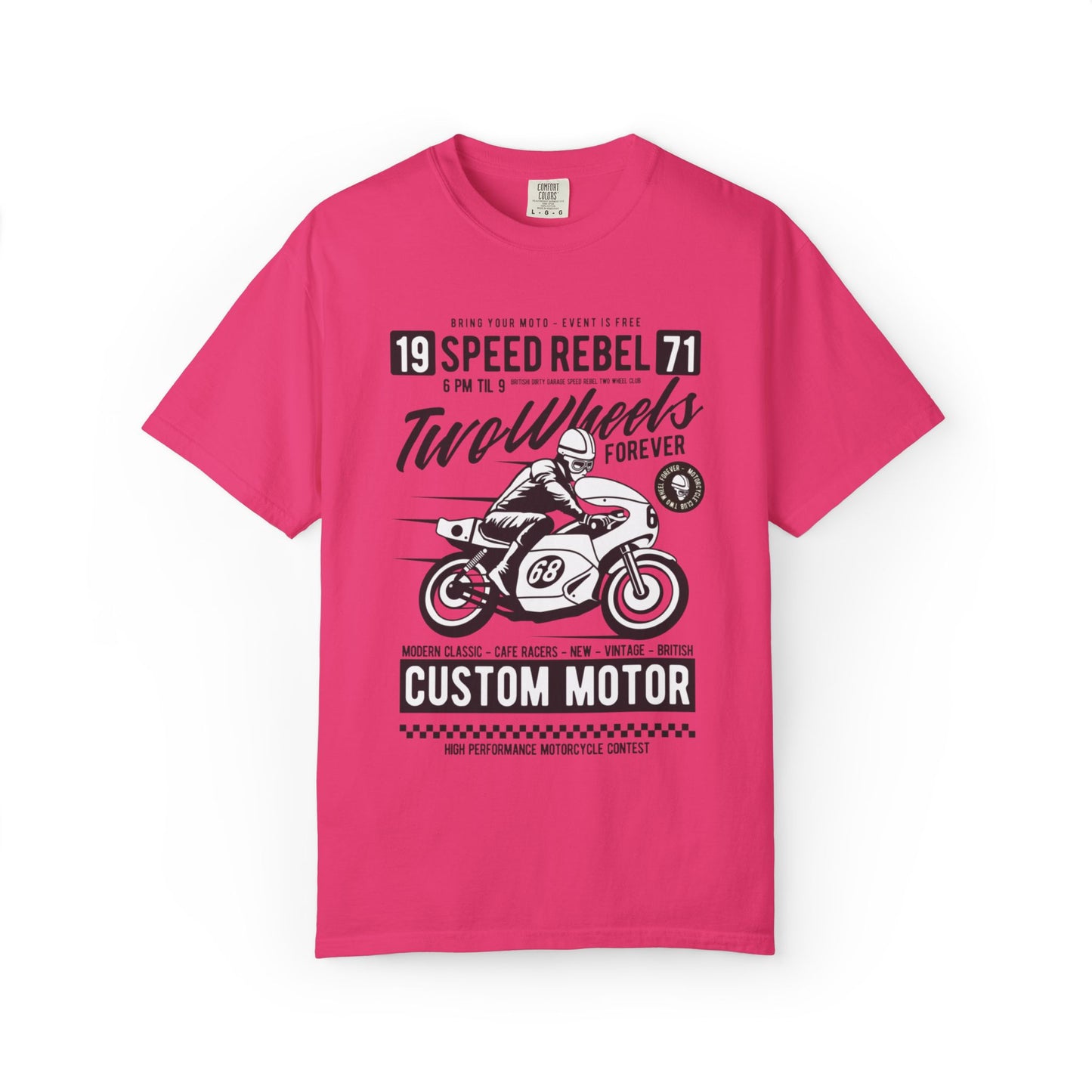 Speed Rebel Two Wheels Custom Engine Club Motorbike Lovers Trendy Tee High-speed Rider Adventure Racer Unisex Heavy Cotton T-Shirt
