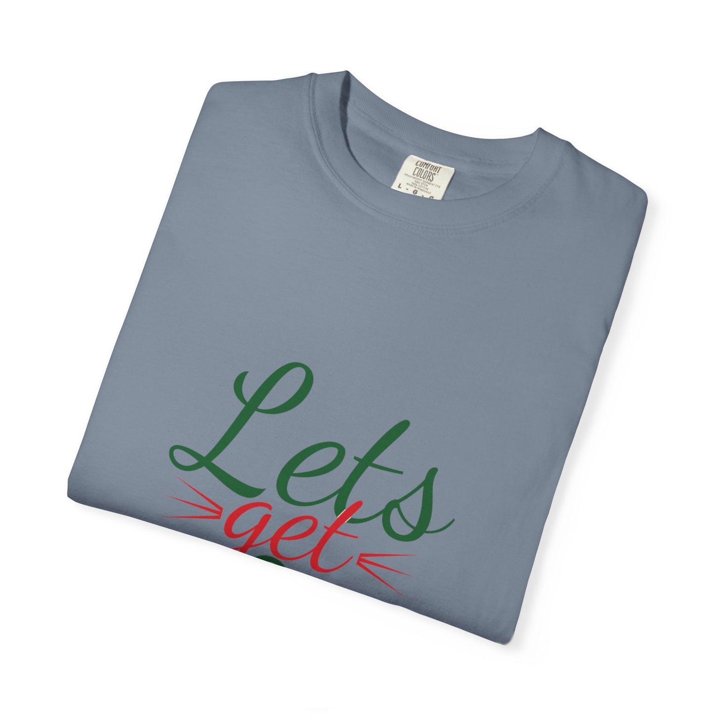Let’s Get Lit Sparkly Bows Merry Christmas New Year Celebration Festive Season Xmas Tree Fireworks Unisex Heavy Cotton T-Shirt