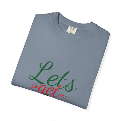 Let’s Get Lit Sparkly Bows Merry Christmas New Year Celebration Festive Season Xmas Tree Fireworks Unisex Heavy Cotton T-Shirt