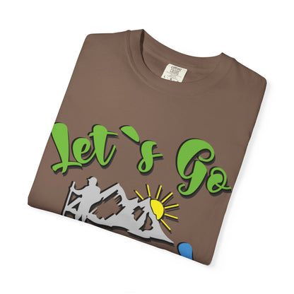 Let’s Go Hiking! Trendy Tee Adventure Mountain Hut Fun Activities Unisex Heavy Cotton T-Shirt
