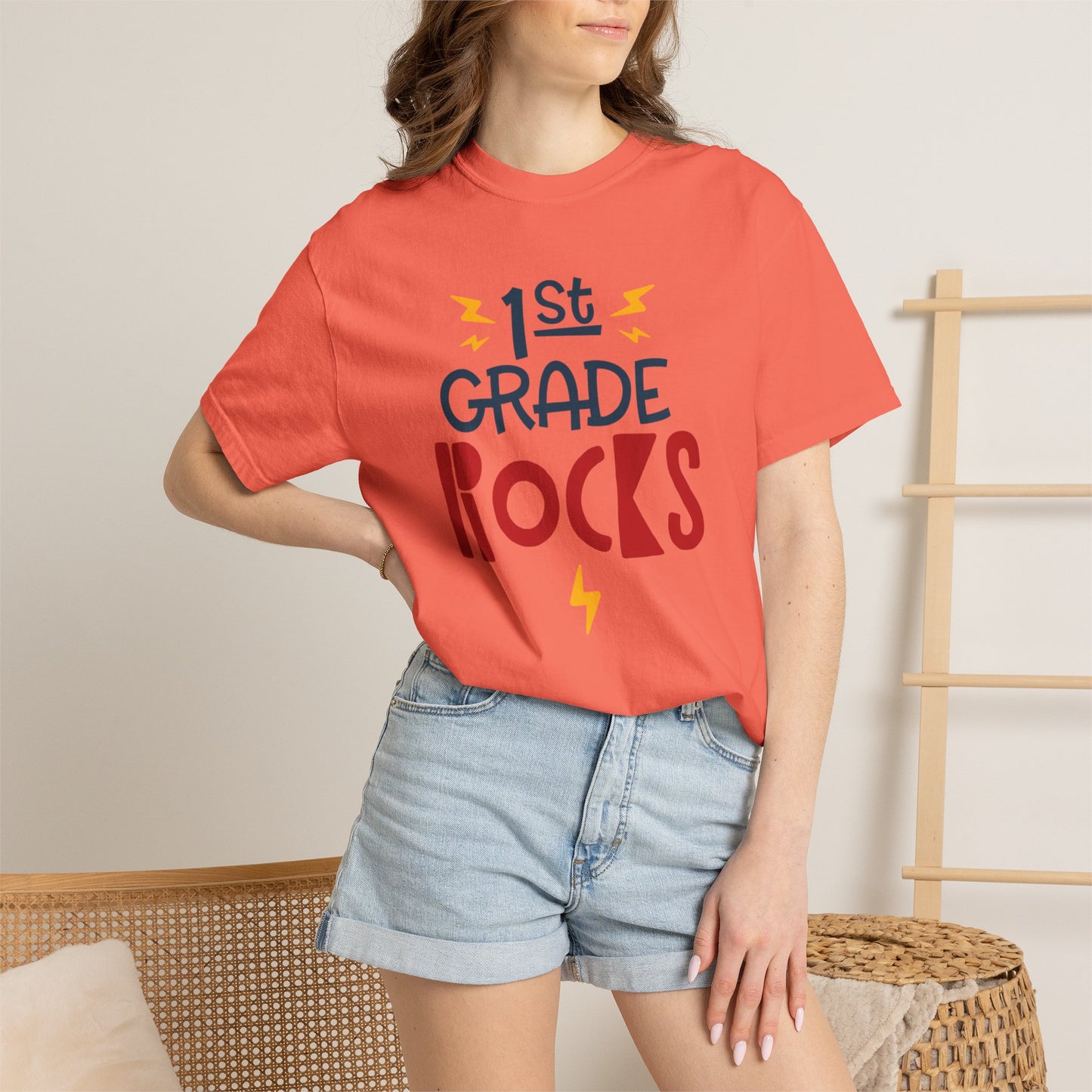 Funny 1st Grade Romeo Learning Legend Super Scholar Junior Geniuses Science Star Student’s Day Unisex Heavy Cotton T-Shirt