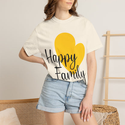 Happy Family Peaceful Paradise Tee Cherished Space Heartfelt Haven Unisex Heavy Cotton T-Shirt