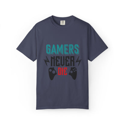Gamers Never Die Warriors Tee Non-Stop Playing Obsession Mastery Thrill Unisex Heavy Cotton T-Shirt