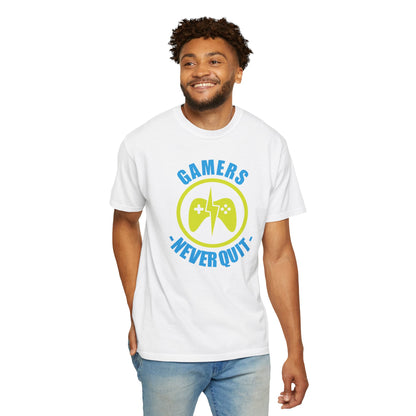 Inspirational Gamers Never Quit Virtual Immortality Forever A Gamer Immortalized In Pixels Unisex Heavy Cotton T-Shirt