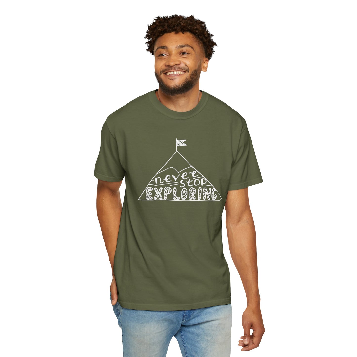 Never Stop Exploring Cool Tee Trekking Outdoor Adventure Hiking Nature Lover Rocks Climbing Unisex Heavy Cotton T-Shirt